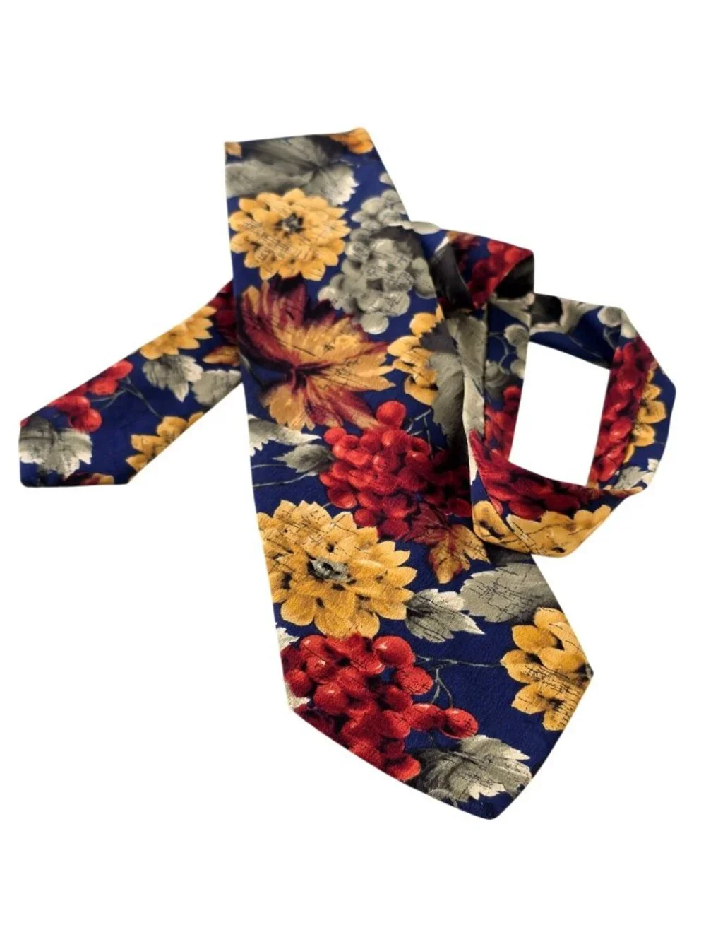 Boss Hugo Boss 90s Silk Tie Bold Foral on Royal Blue 60